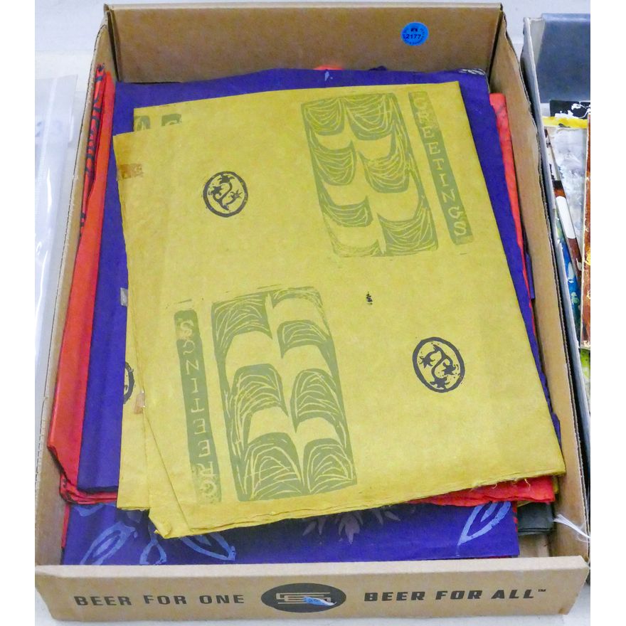 Box Mid Century Woodblock Art Paper