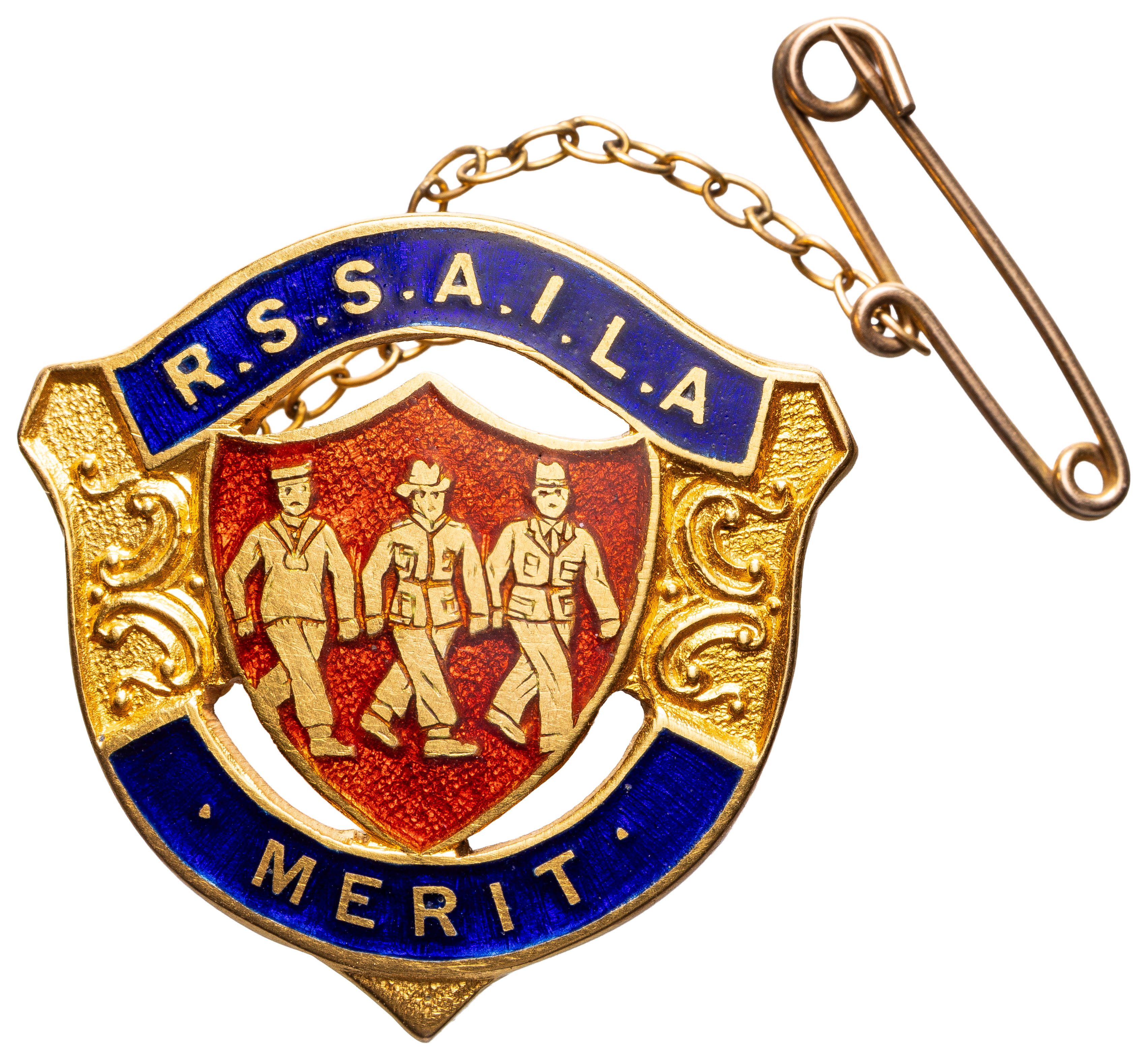 R.S.S.A.I.L.A (Returned Sailors & Soldiers Imperial League of Australia) MERIT - Gold Badge, WWI, aUNC