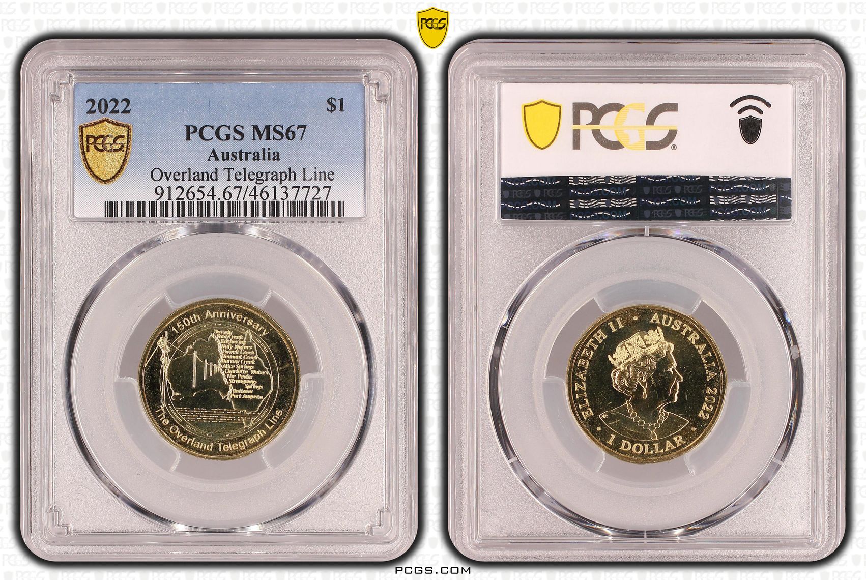 Overland Telegraph Line , One Dollar, 2022, PCGS MS67