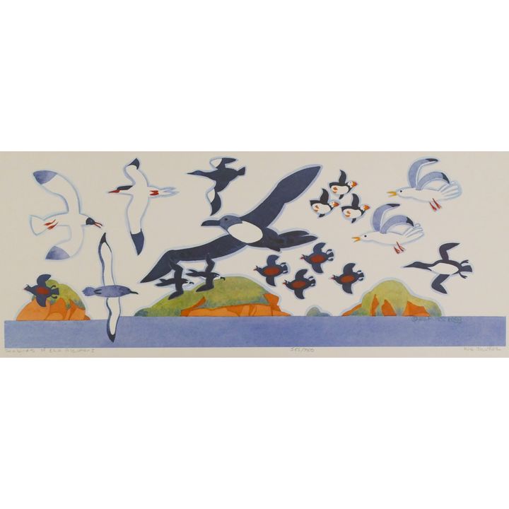 Rie Munoz ''Seabirds of the Aleutians'' 1988 Signed Print 11.5'' x 13.5'' Sheet.