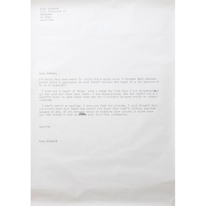 Mark Siebert 'Fan Letters (To Robbie Williams)'