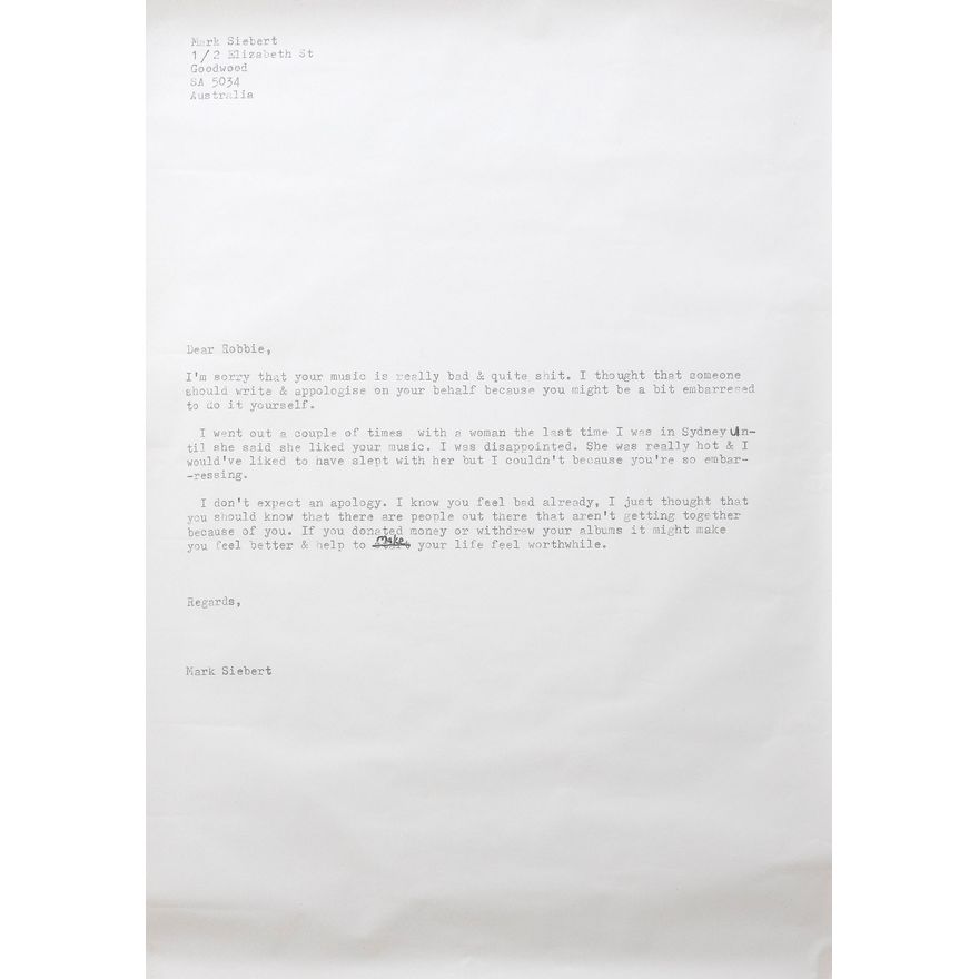 Mark Siebert 'Fan Letters (To Robbie Williams)'