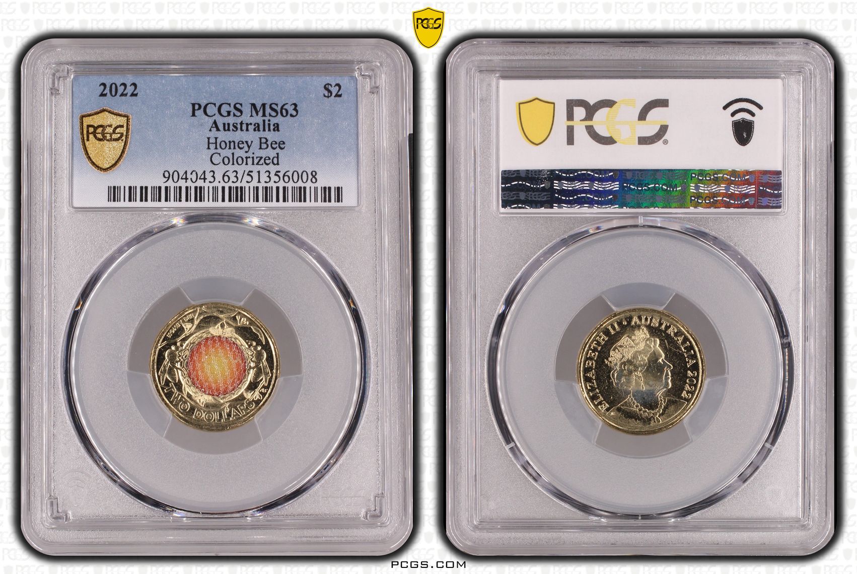 Honey Bee Colorized, Two Dollar, 2022, PCGS MS63