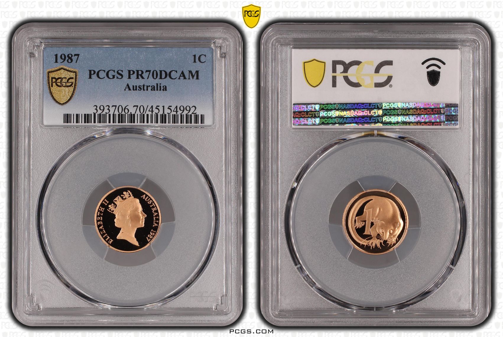 Elizabeth II, One Cent, 1987, PCGS PR 70DCAM