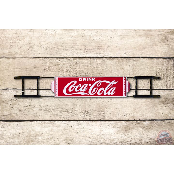 Drink Coca-Cola Logo In Tail Porcelain Door Push Sign TAC 9.5