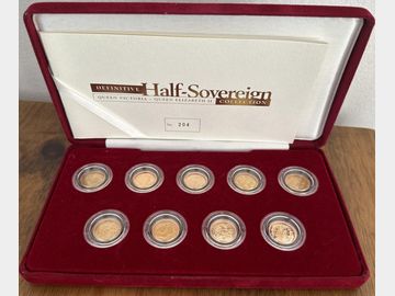 NINE HALF SOVEREIGN SET BOXED & CERTIFICATED