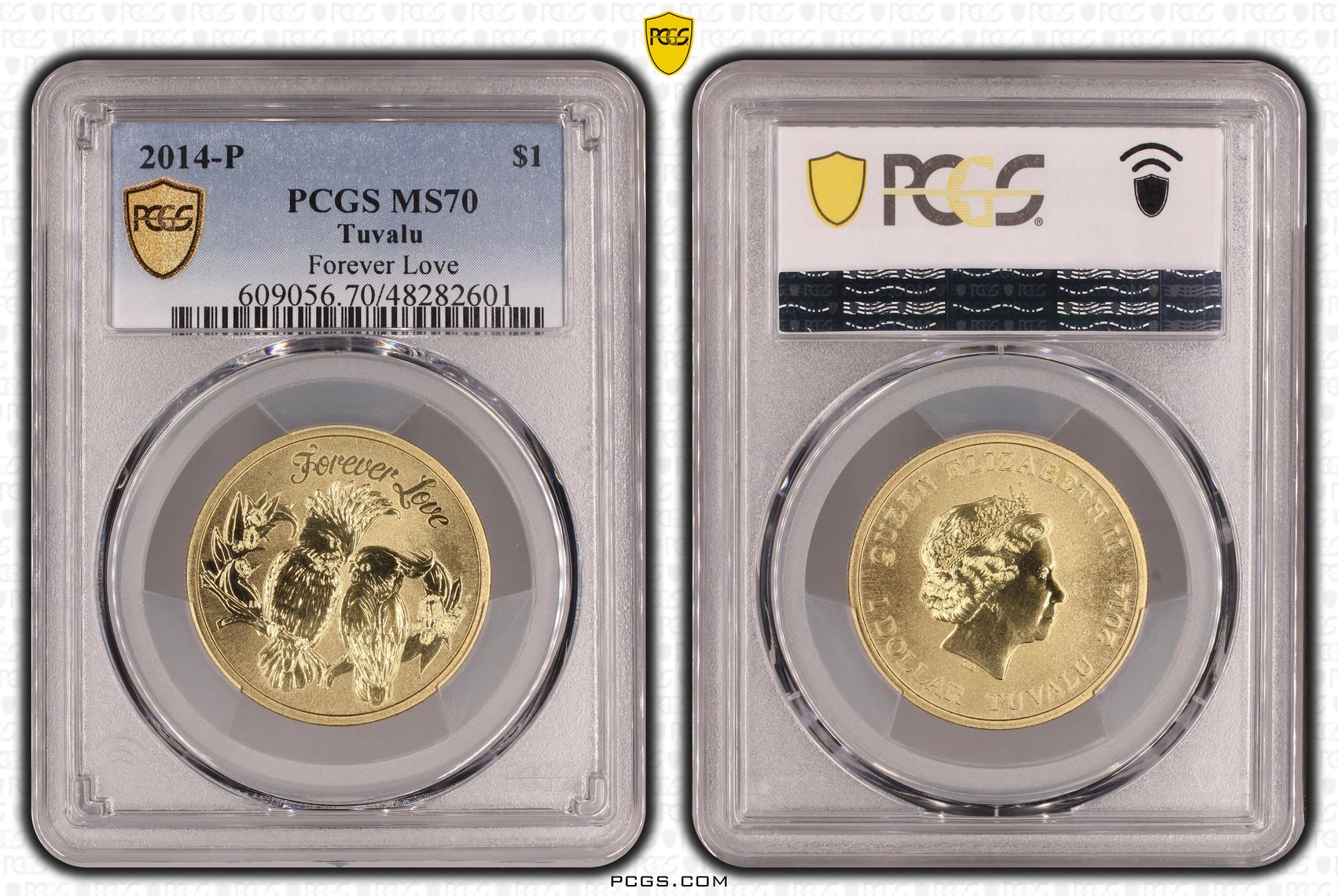 Tuvalu, Forever Love POP 2/0, One Dollar, 2014-P, PCGS MS70