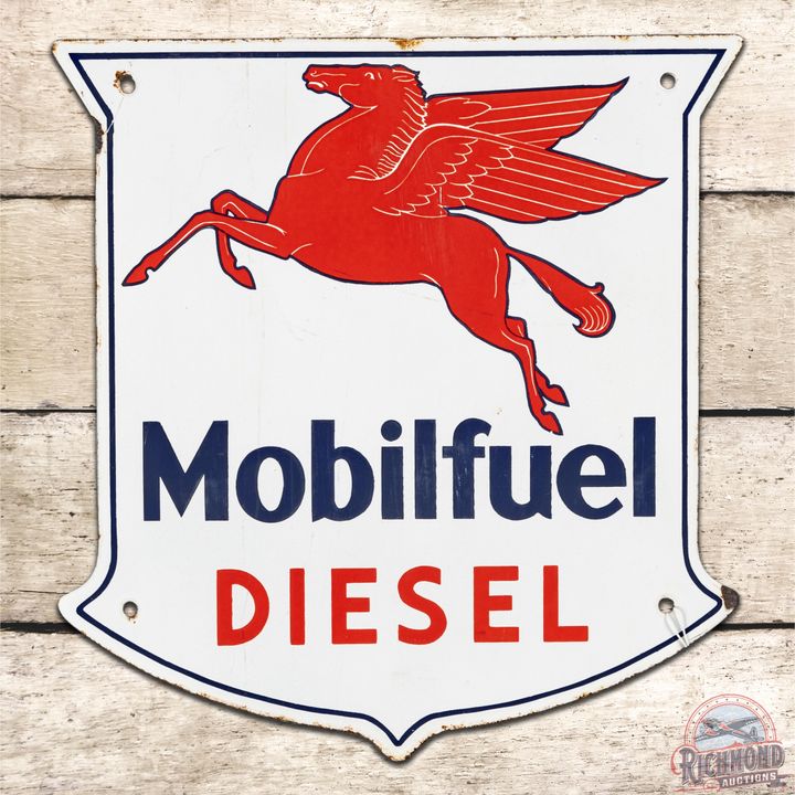 13" Mobilfuel Diesel SSP Pump Plate Sign w/ Pegasus - 8.25