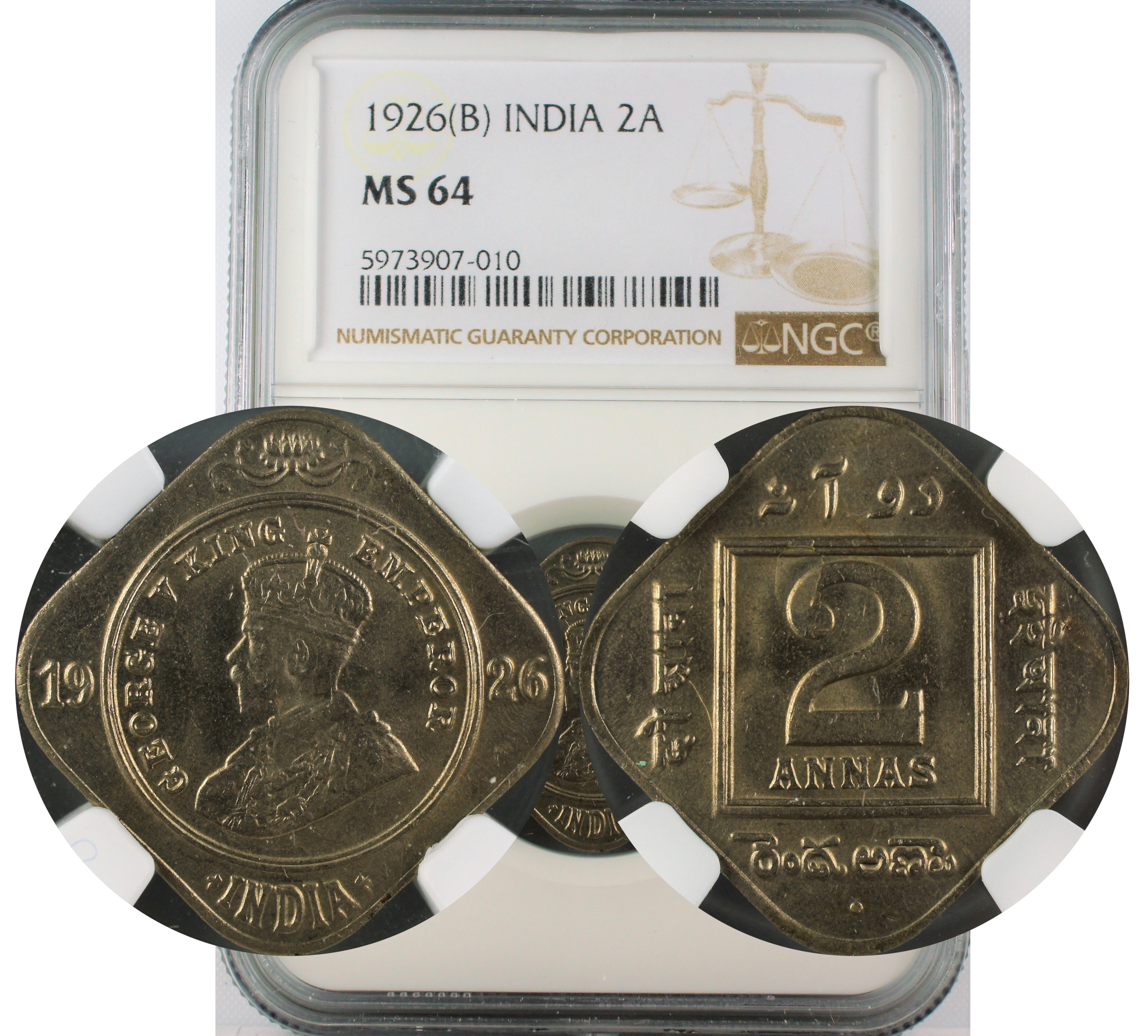 1926 B INDIA 2ANNA MS64