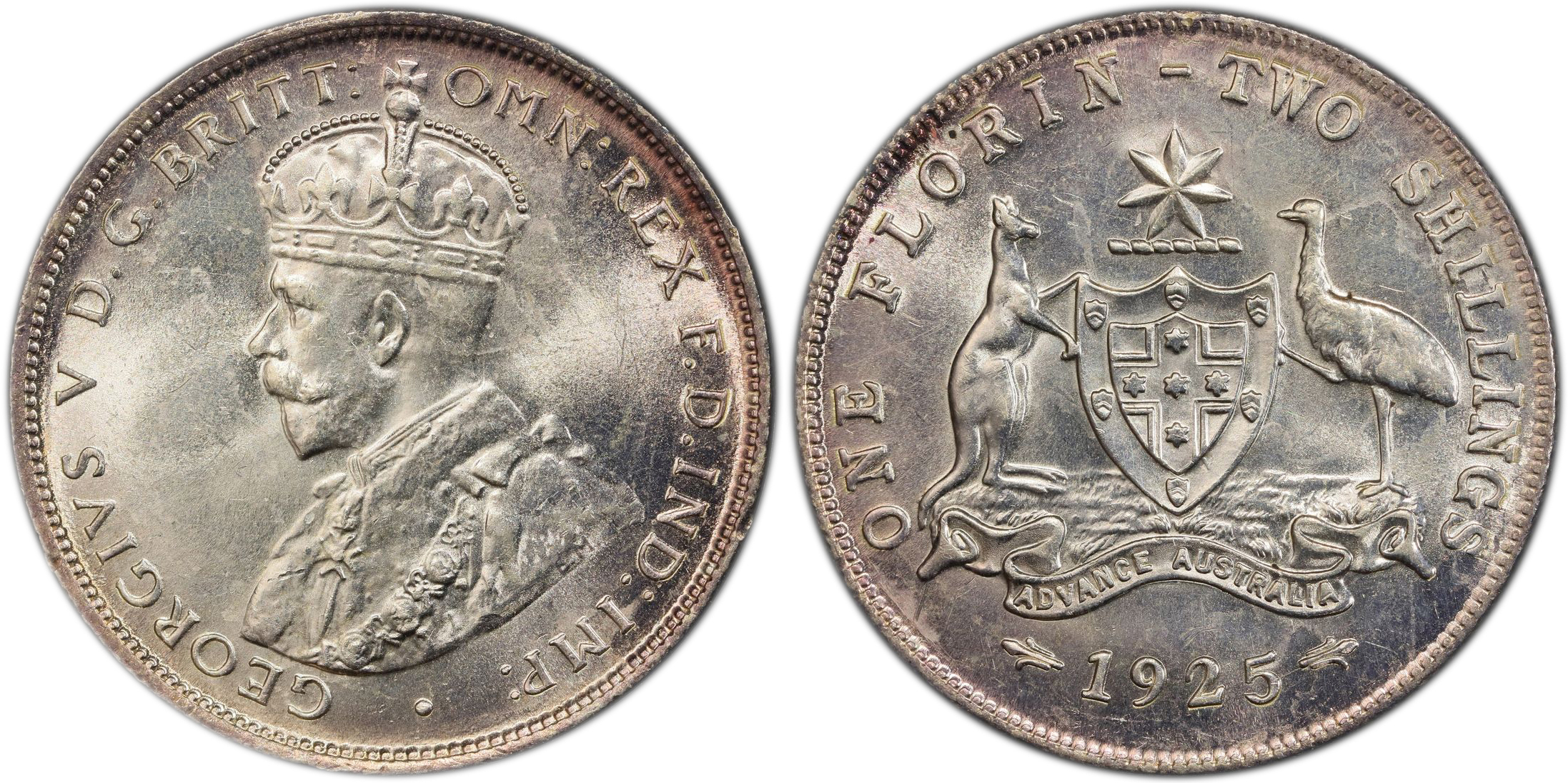 George V, , Florin, 1925(m, PCGS MS63