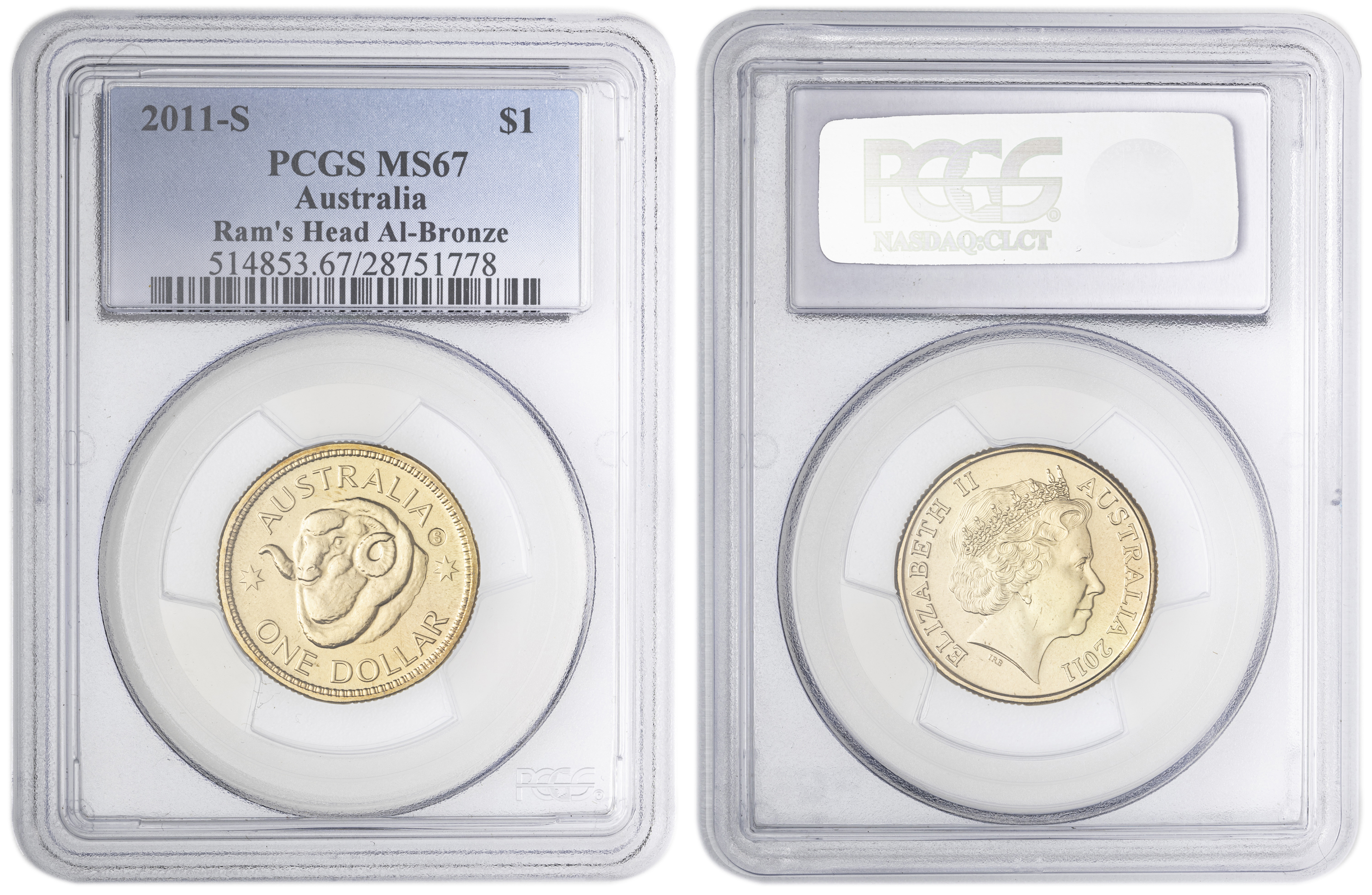 Ram's Head Al-Bronze , One Dollar, 2011-S, PCGS MS67