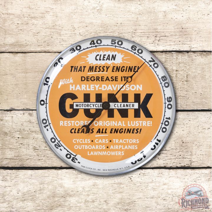 12" Harley Davidson "GUNK" PAM Advertising Thermometer TAC 9