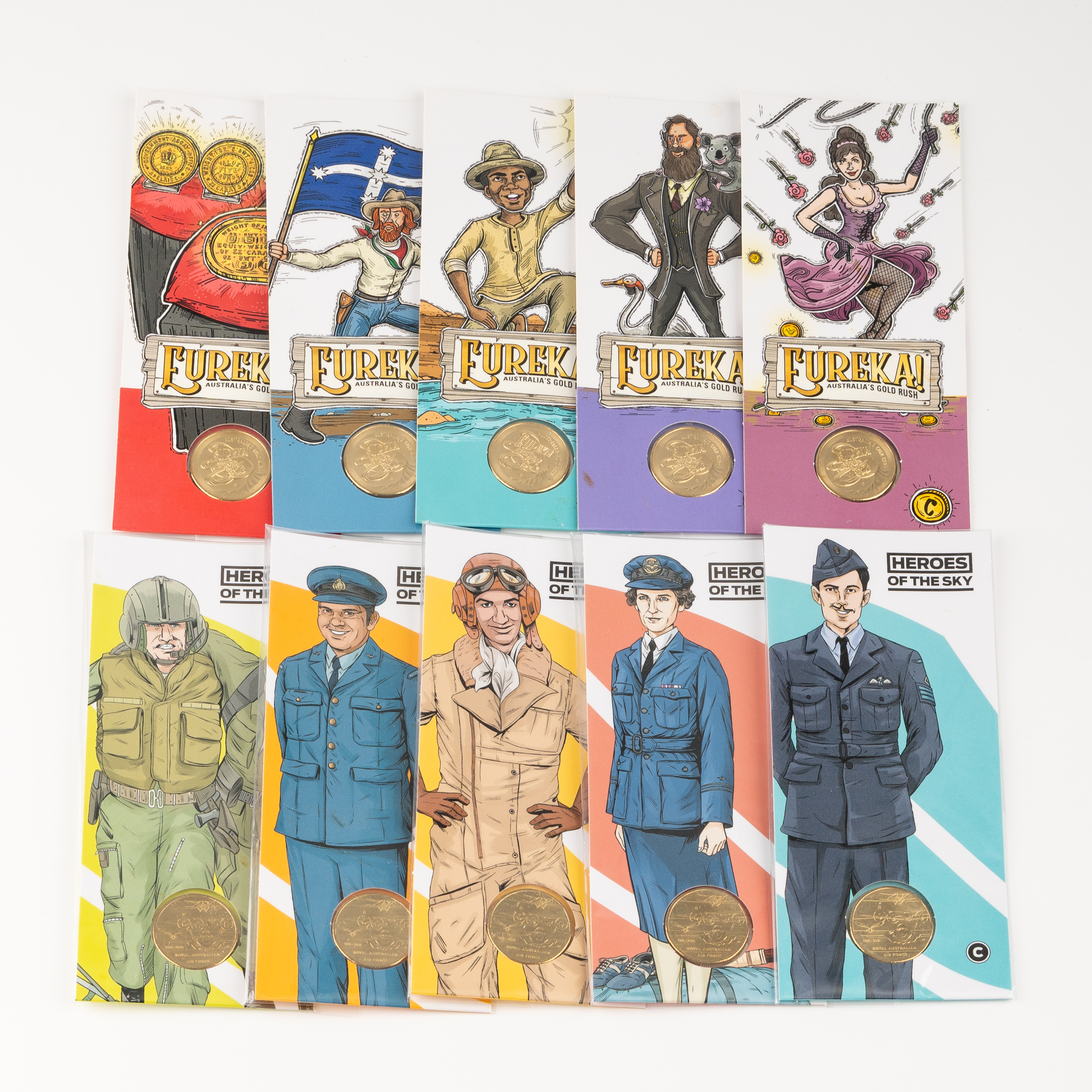 Elizabeth II, Eureka Australia's Gold Rush & Heroes of the Sky, One Dollar, 2020-C - 2021-C, UNC