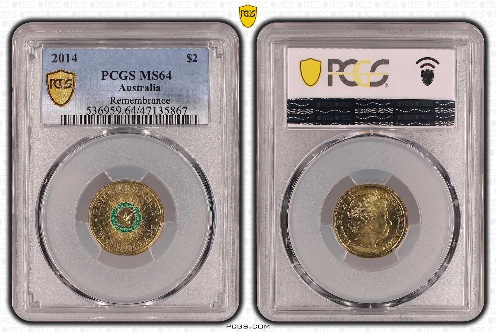 Elizabeth II, Remembrance, Two Dollar, 2014, PCGS MS64