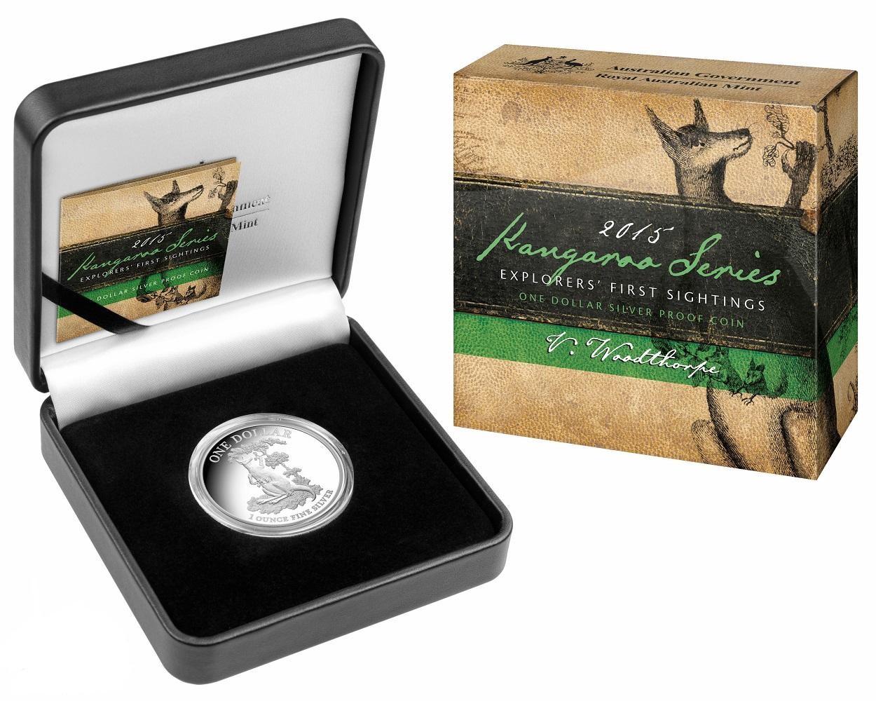 2015 RAM $1 Kangaroo Series-First Sightings Silver Proof Coin- Box & COA