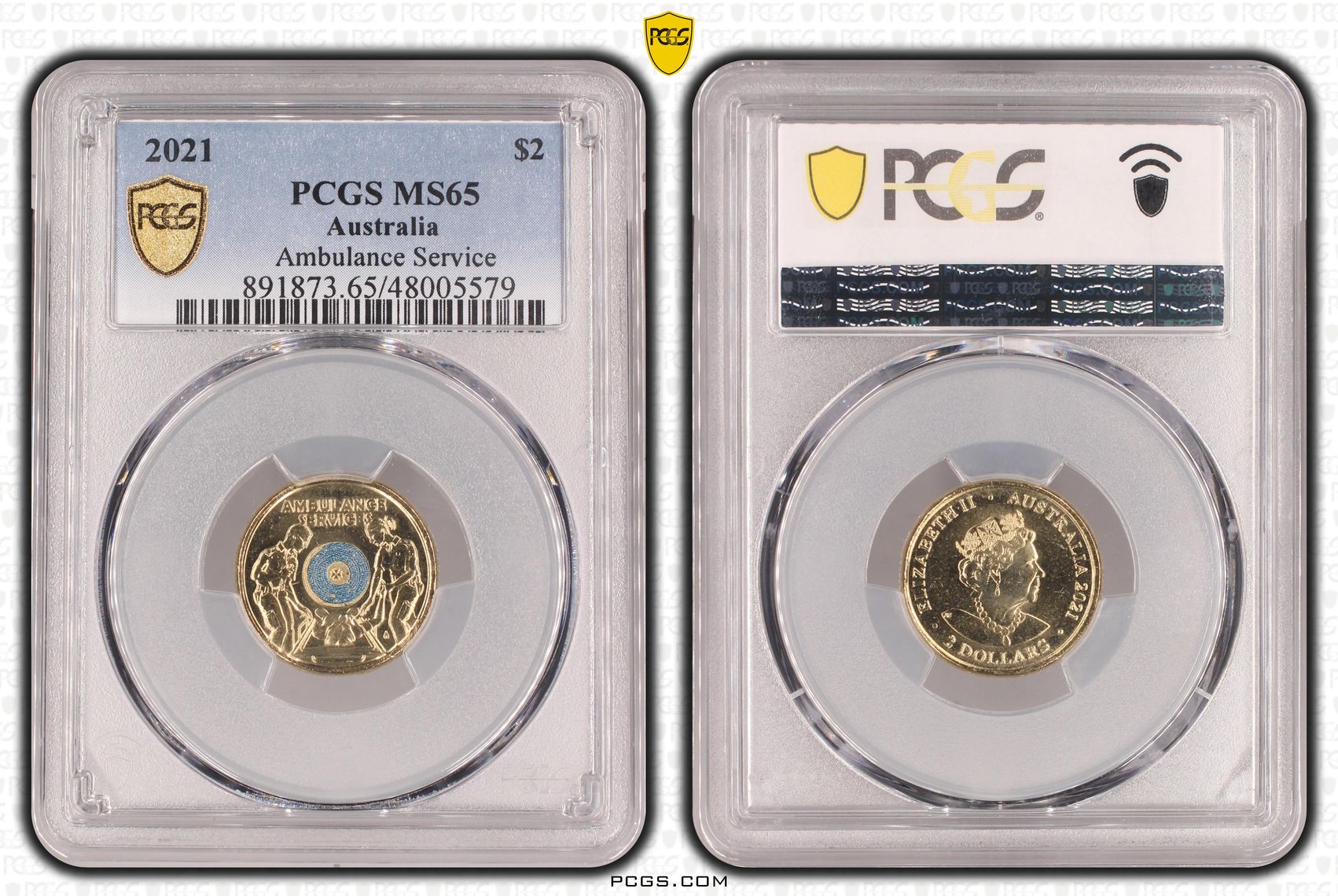 Ambulance Service - Colorized , Two Dollar, 2021, PCGS MS65