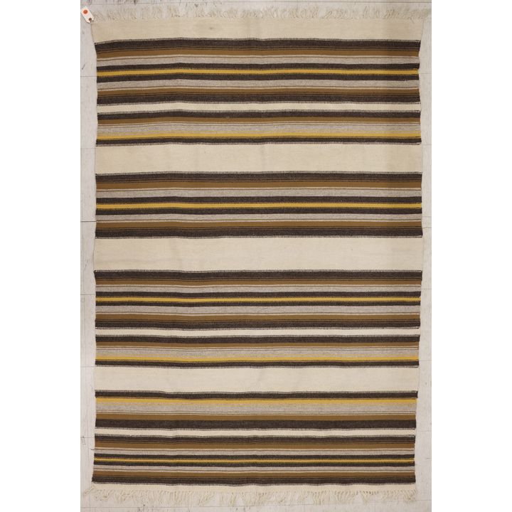 Vintage Chimayo Yellow Banded Blanket 4'6''x7' Approx.
