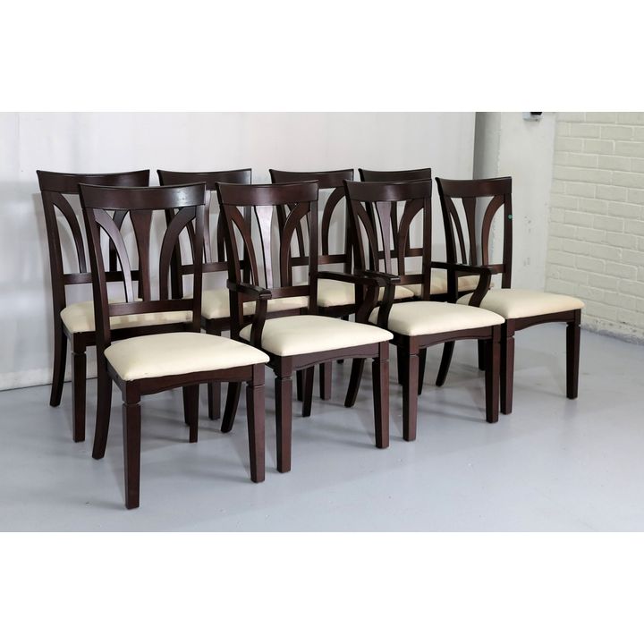 SET OF 8 MAHOGANY UPHOLSTERED DINING CHAIRS