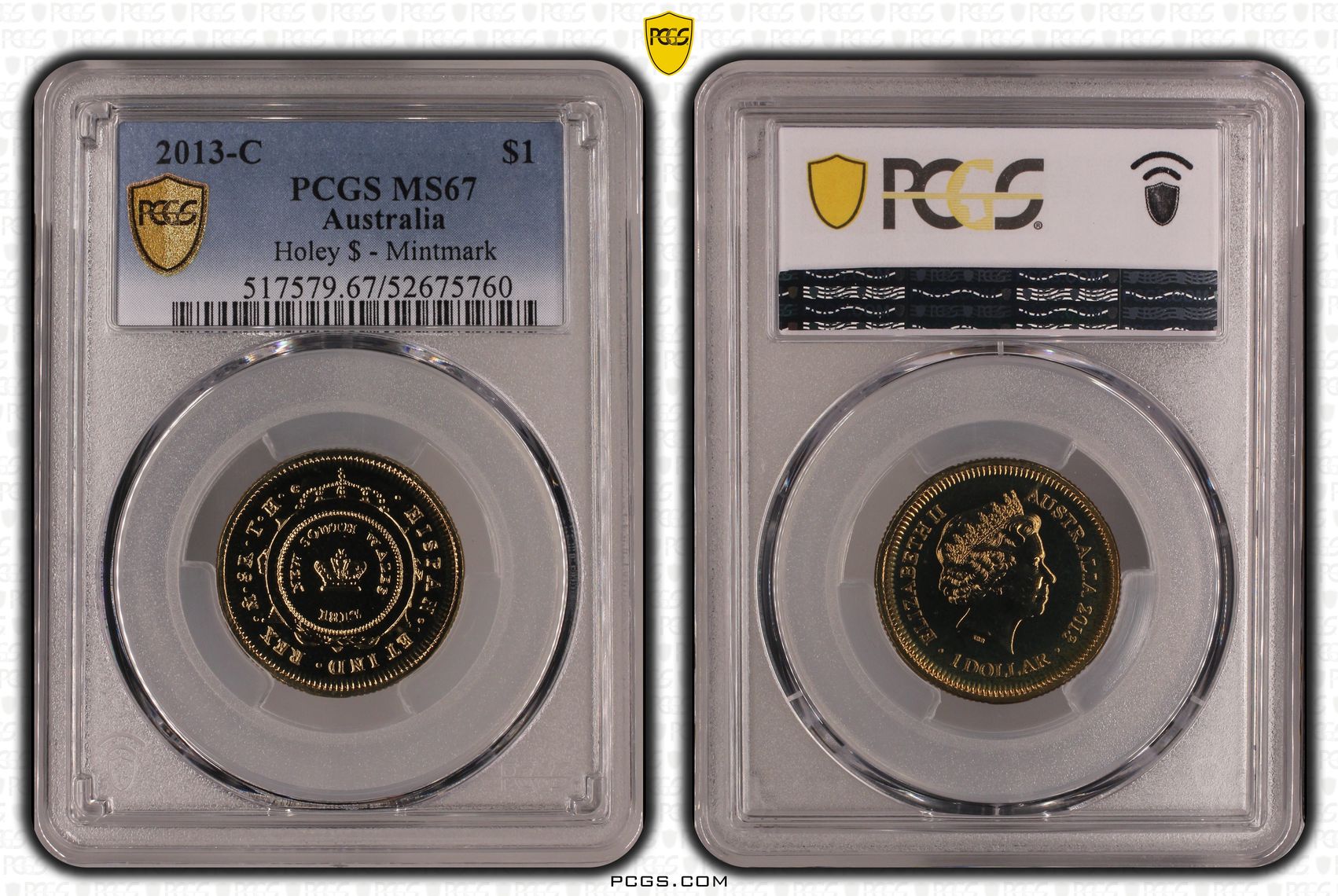 Holey $ - Mintmark, One Dollar, 2013-C, PCGS MS67