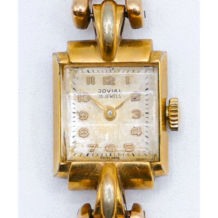 Ladies 18k Jovial Solid Gold Band Wristwatch 7'' - 42.5 Grams