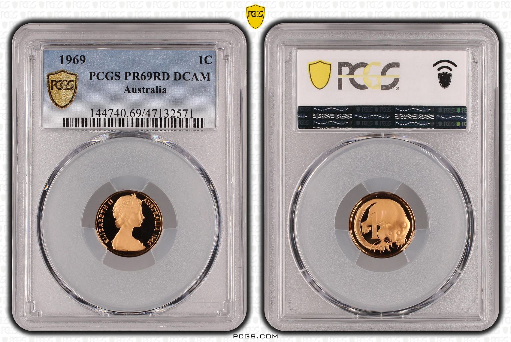 Elizabeth II, One Cent, 1969, PCGS PR69DCAM