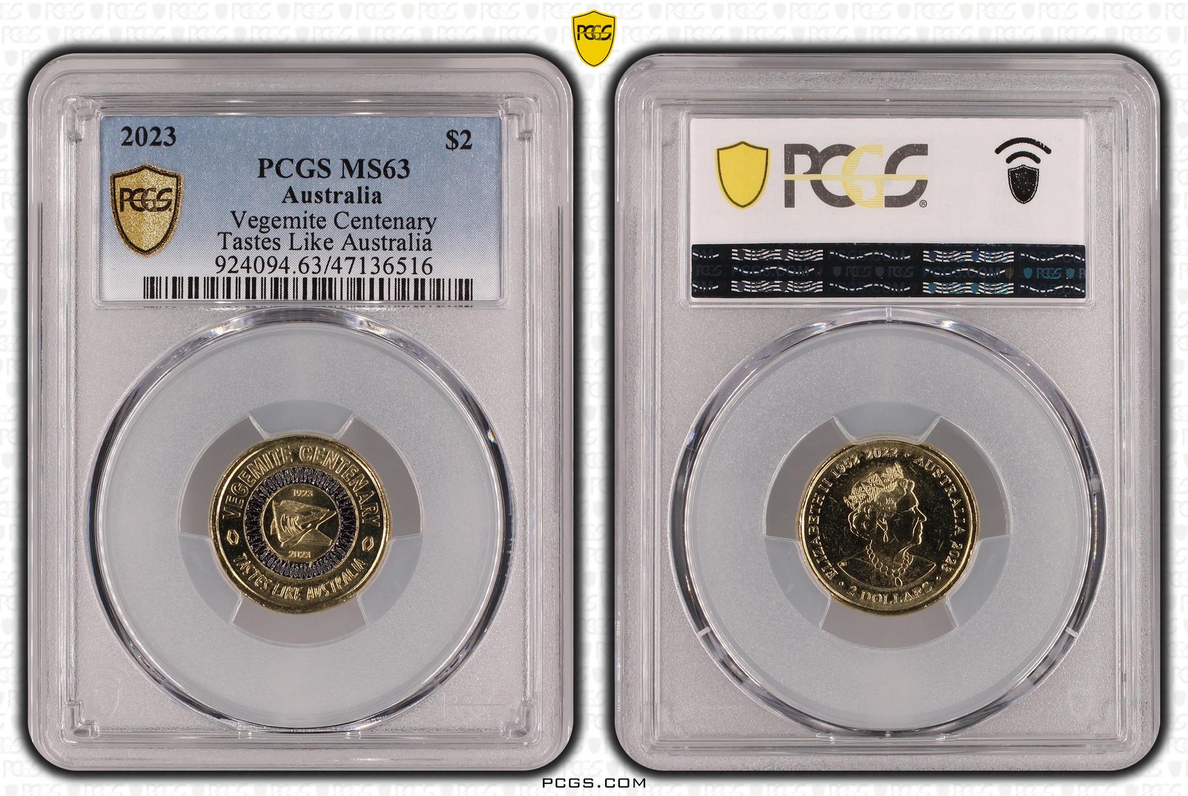 Elizabeth II, Vegemite Centenary , Two Dollar, 2023, PCGS MS63