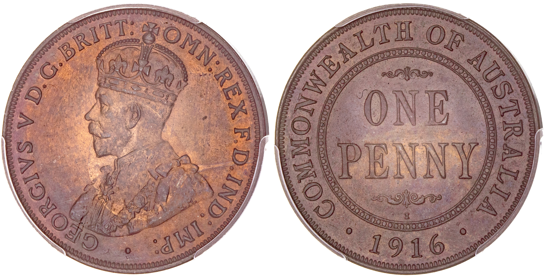 George V, Penny, 1916-I, PCGS MS 65BN