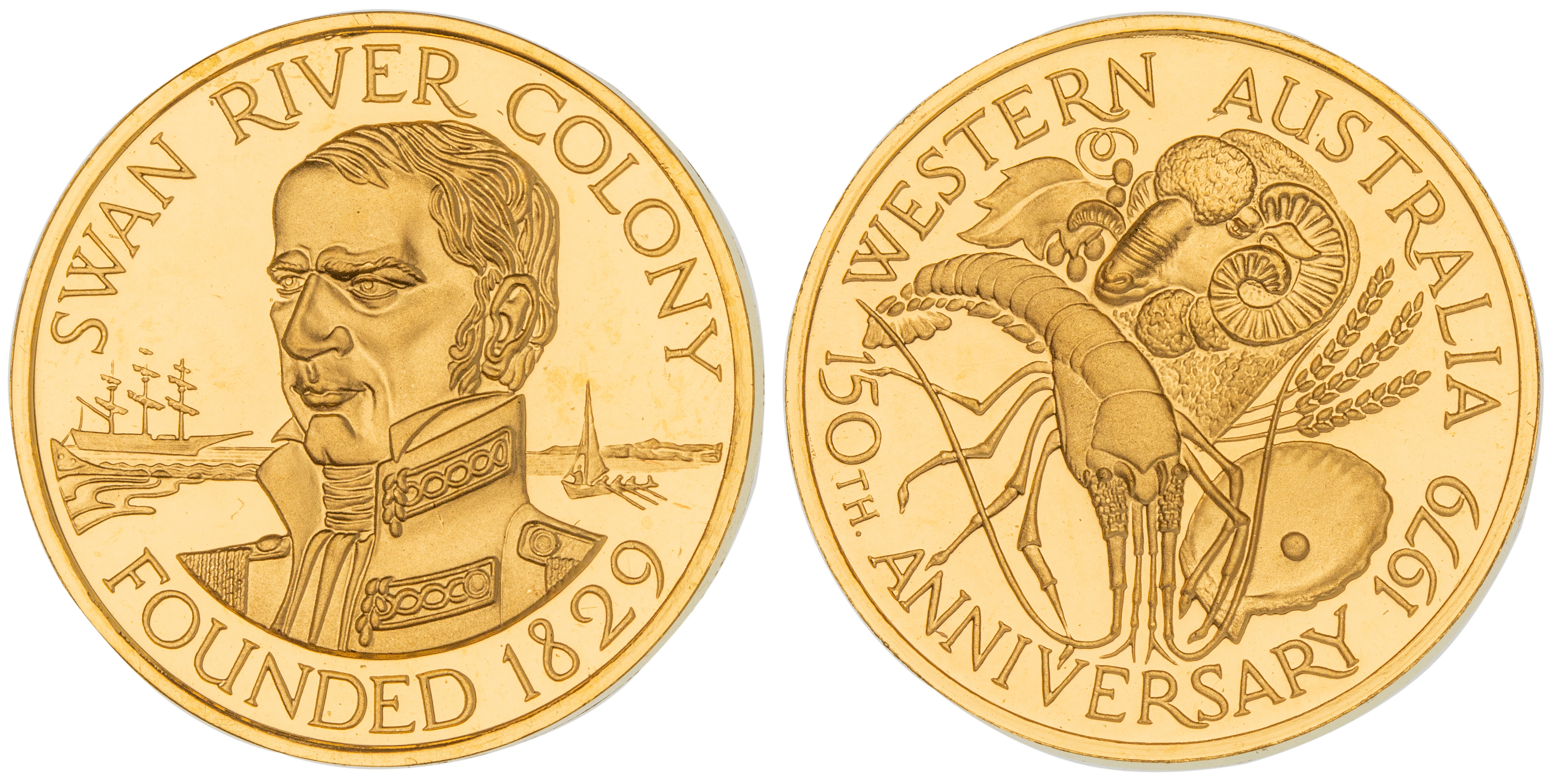 Western Australia, 150th Anniversary Gold Medal, 1979, FDC
