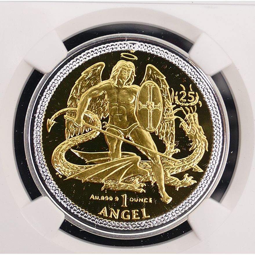 Isle of Man 2009 Bi-Metallic 1oz Gold Angel Proof Coin, NGC PF69 Ultra Cameo