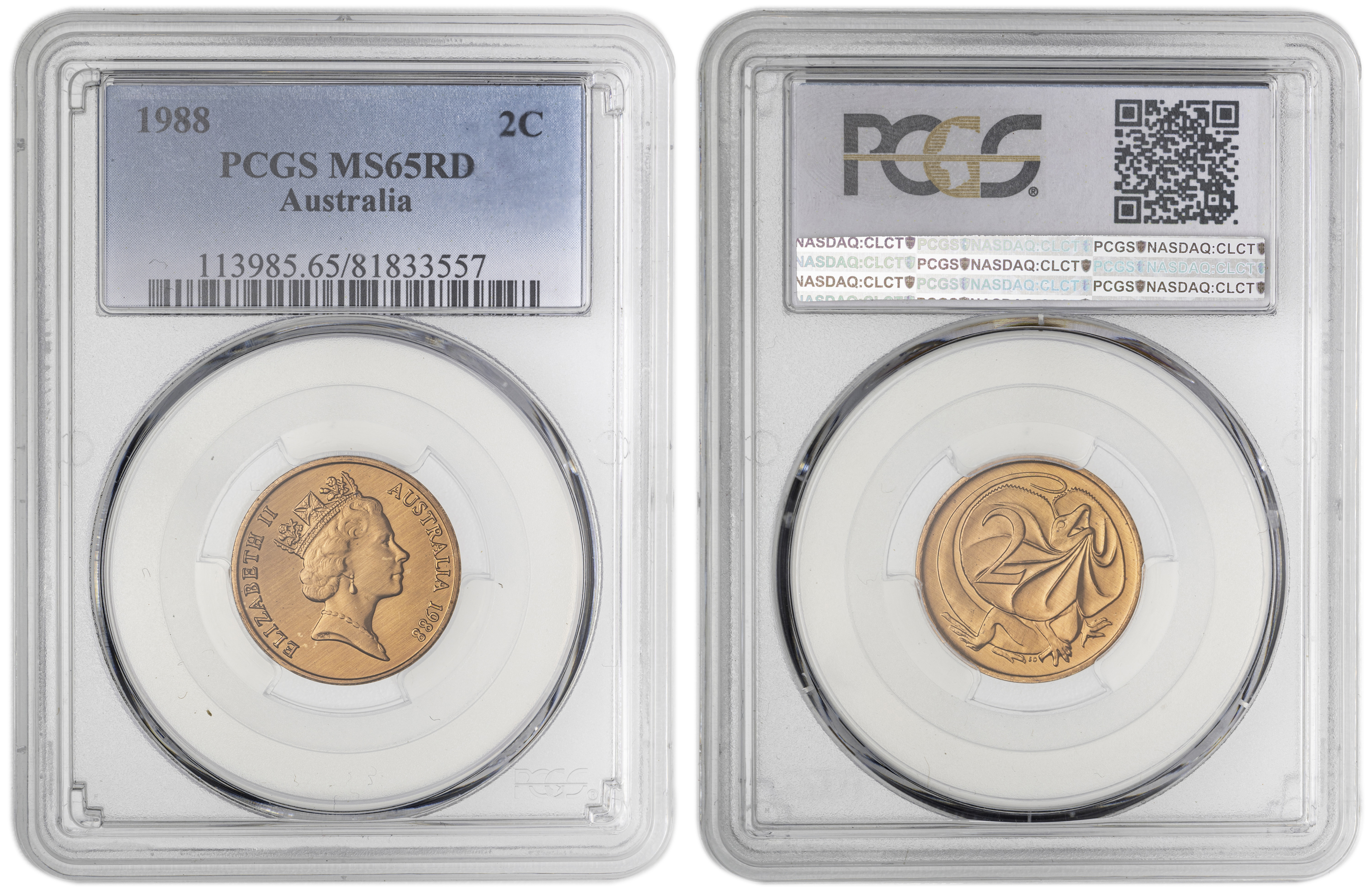Two Cent, 1988, PCGS MS65RD