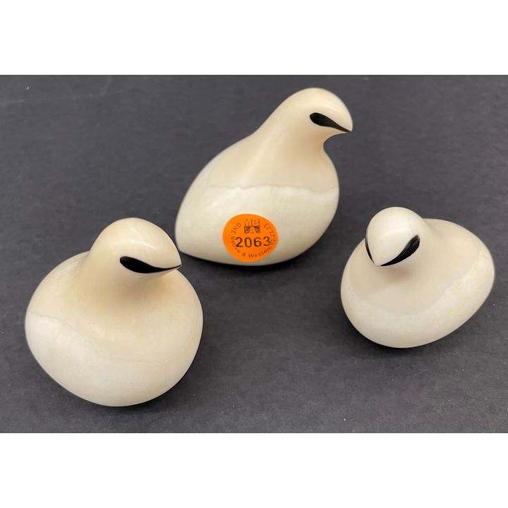 3pc Norwegian Quail Carvings. Largest 3''