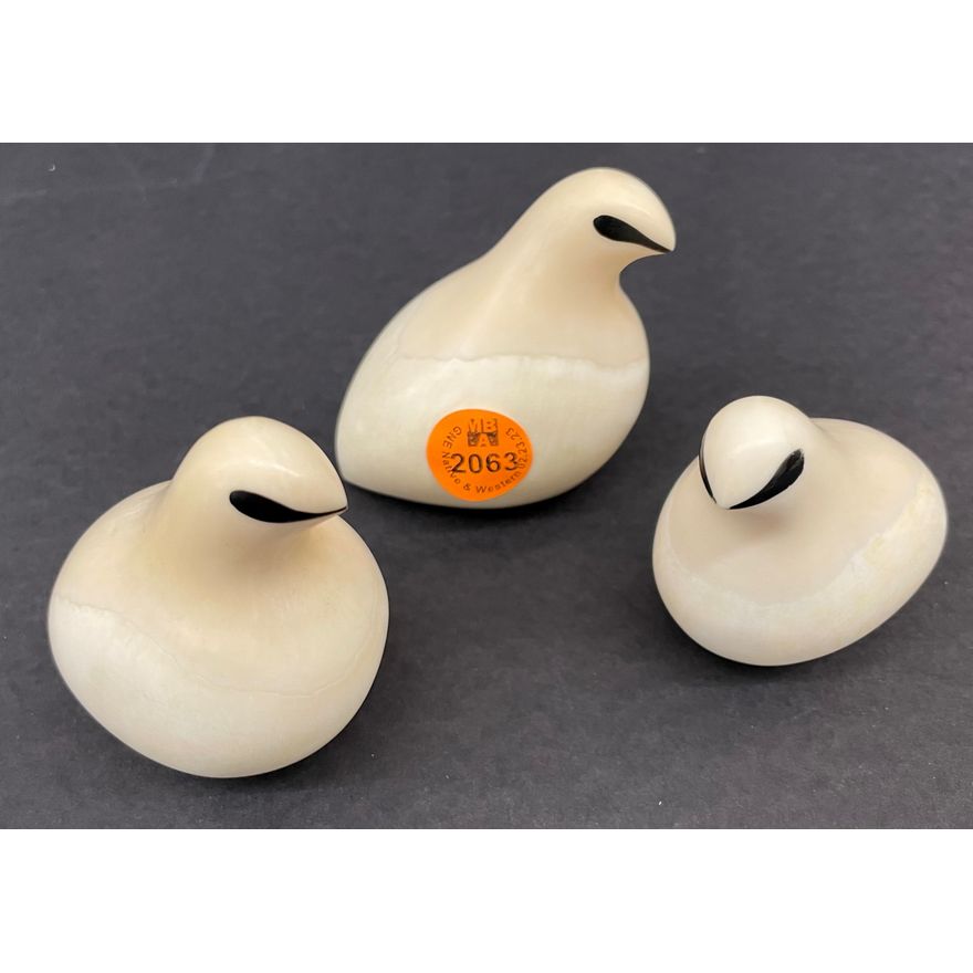 3pc Norwegian Quail Carvings. Largest 3''