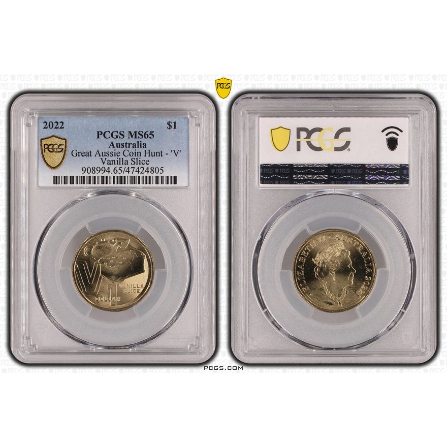 Great Aussie Coin Hunt - 'V', One Dollar, 2022, PCGS MS 65