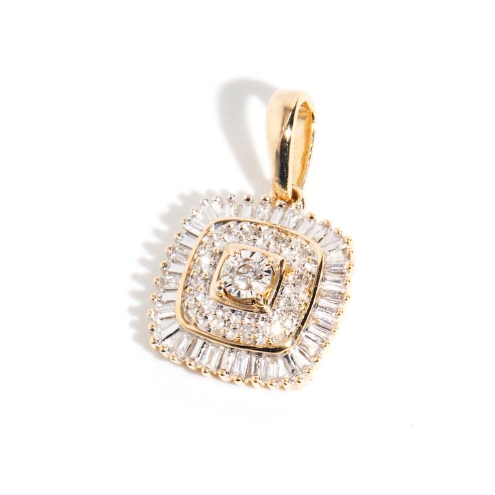 9 Carat Gold Diamond Cluster Pendant,