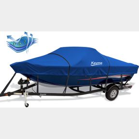 KAYME 900D HEAVY DUTY BOAT COVER, WATERPROOF AND TEAR RESISTANT BOAT CANVAS, TARPS WITH WINDPROOF STRAPS. FIT FOR SMALL V-HULL, TR