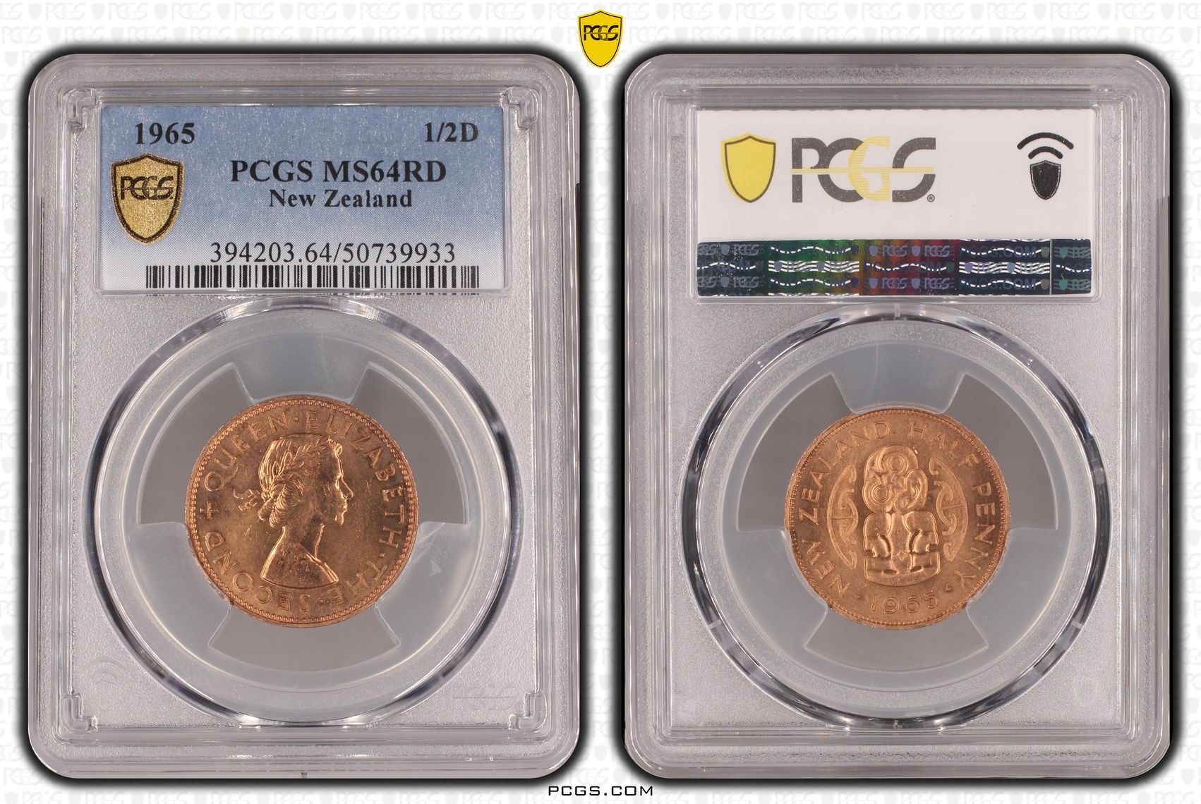 New Zealand, Elizabeth II, Halfpennt, 1965, PCGS MS64RD