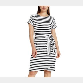 Chaps Women's Crewneck Knit Dress, Black & White, Size XXL