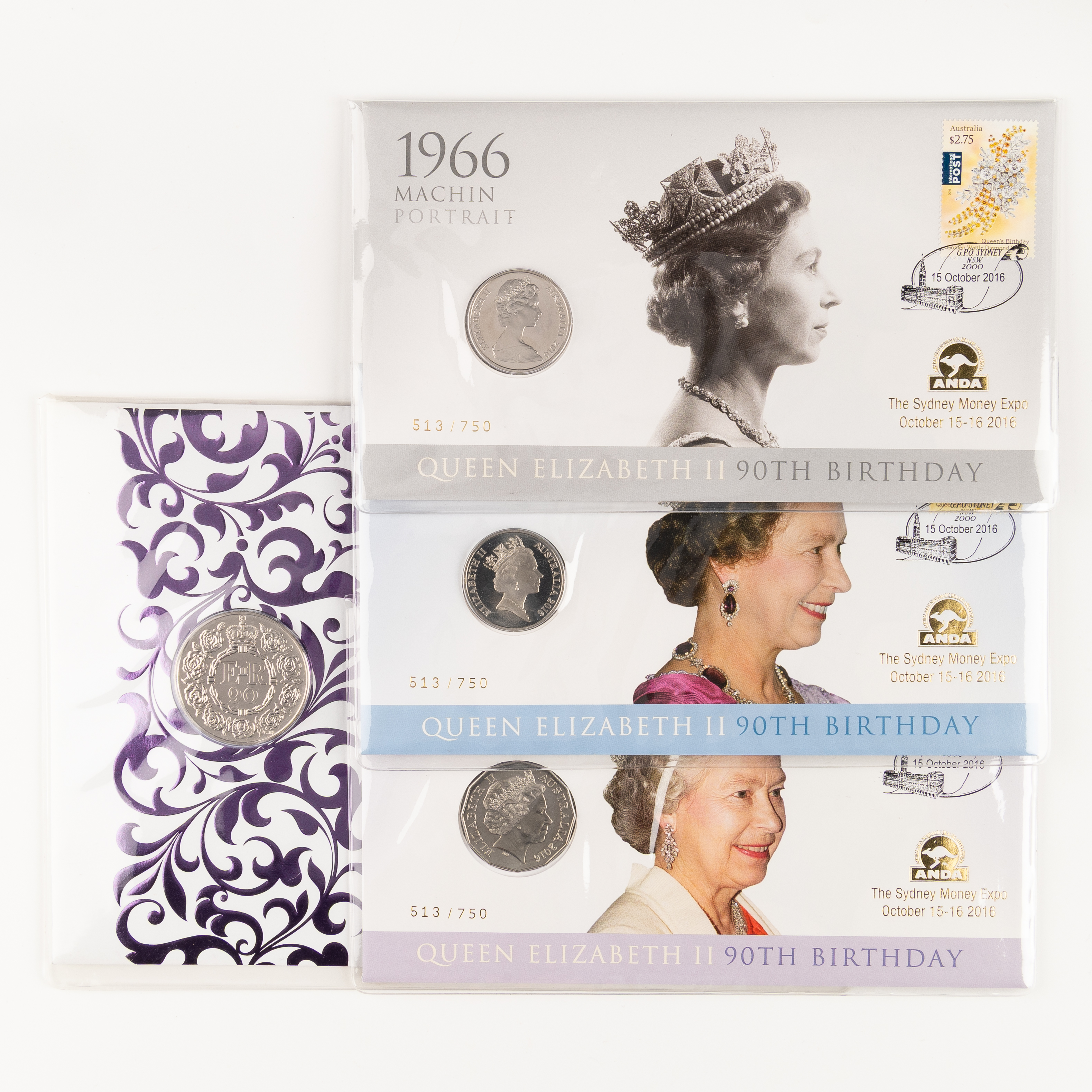 Elizabeth II, QEII 90TH Birthday, Twenty Cents - Five Pounds, 2016, UNC