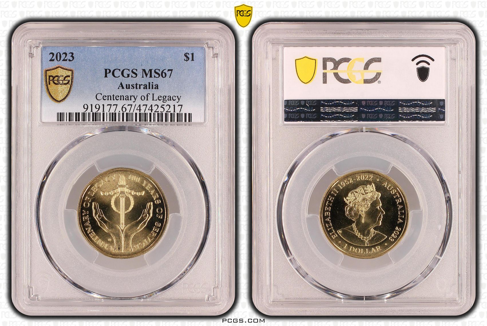 Elizabeth II, Centenary of Legacy, One Dollar, 2023, PCGS MS67