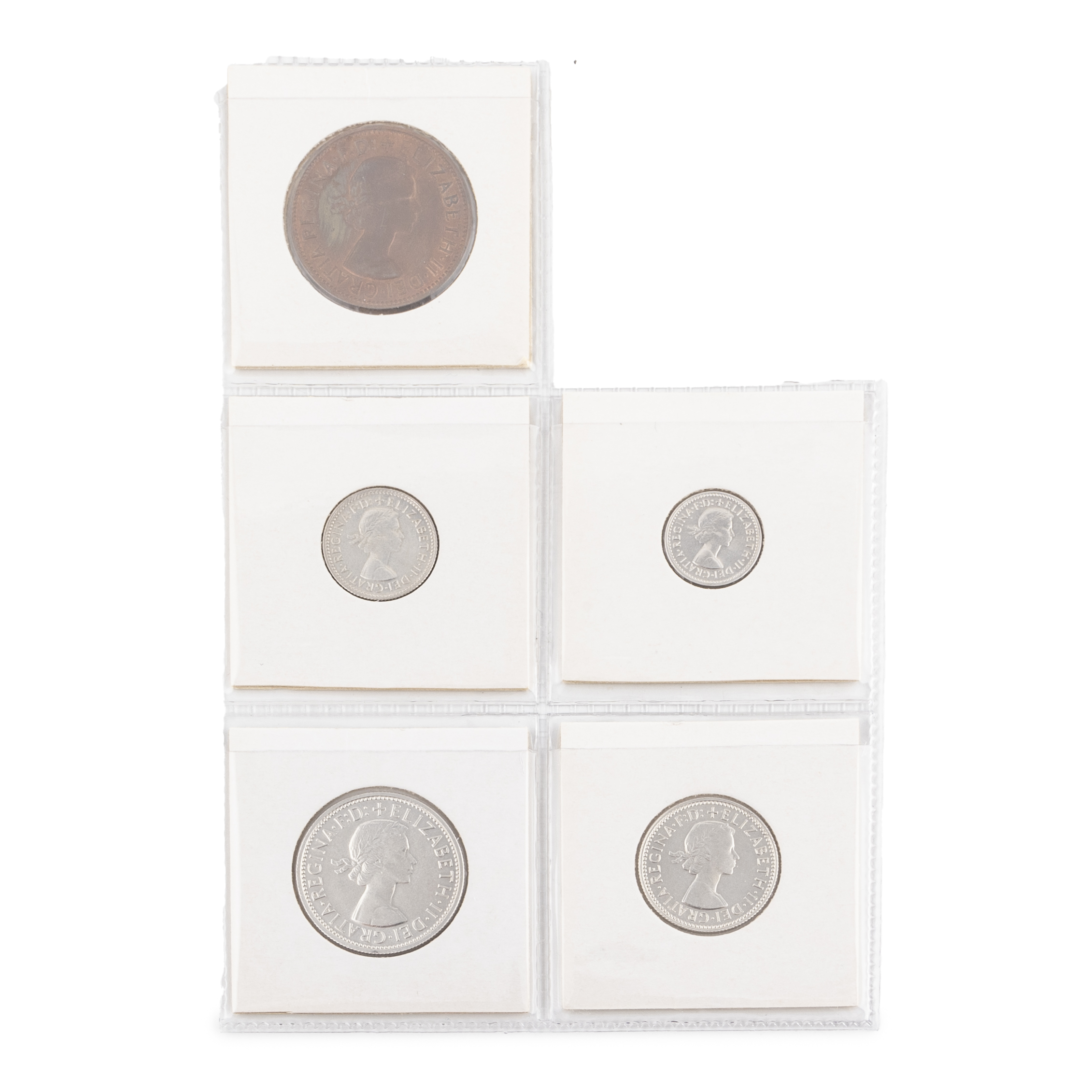 Elizabeth II, Five Coin Melbourne Proof Set, Penny - Florin, 1958, FDC