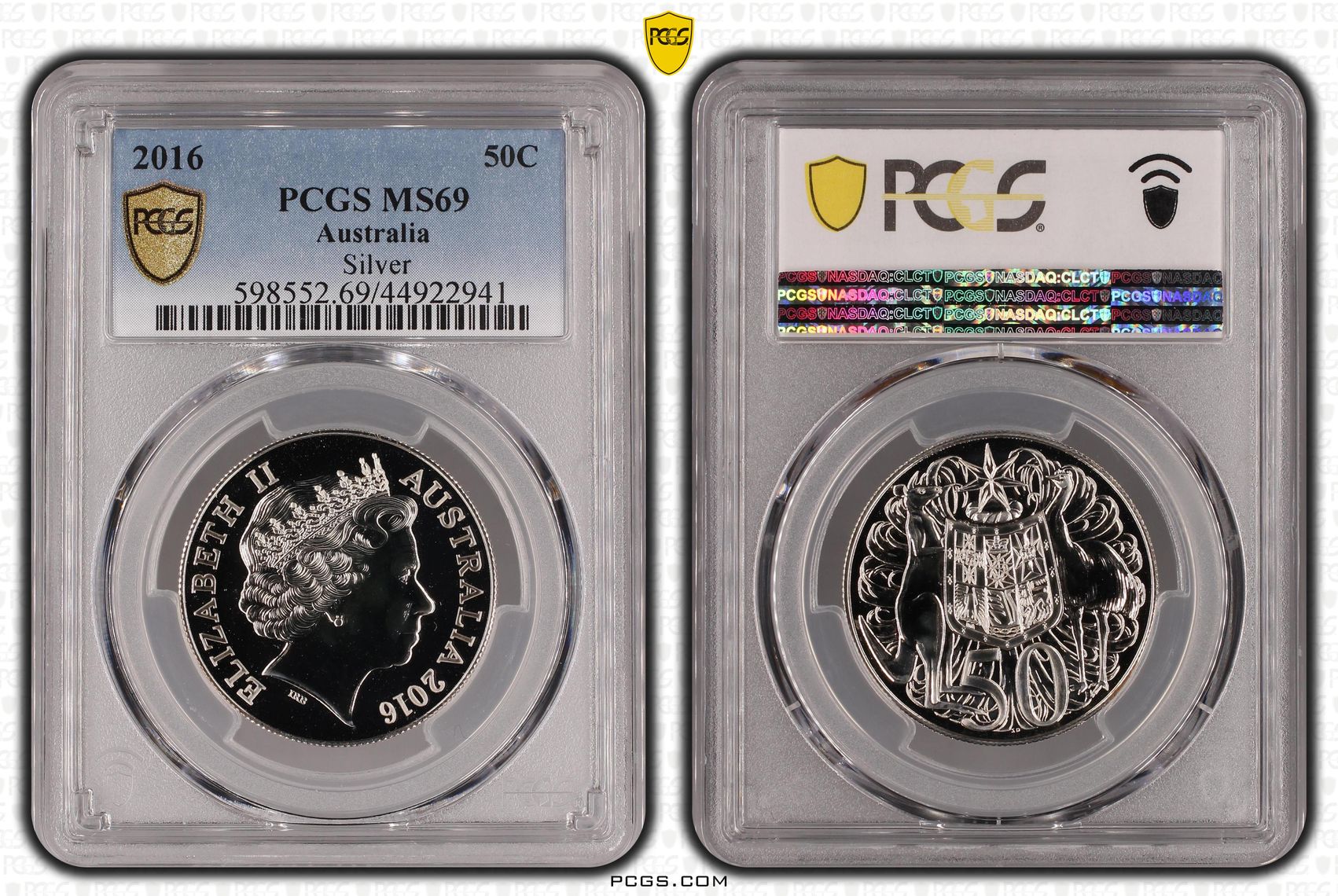 2016 Australia Fifty Cent, 50c 80% Silver, 20% Copper Silver PCGS - MS69 -941