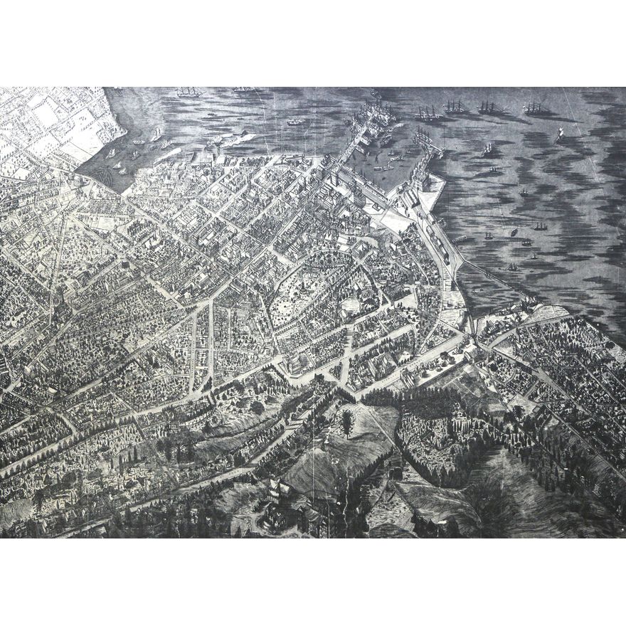 STEVENS, GEORGE TREACY  - Bird's-eye view of central Auckland