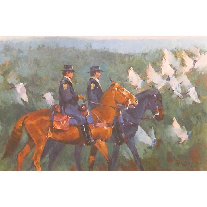 William Reese Seattle Horse Patrol S/N Print Framed- 24x32''
