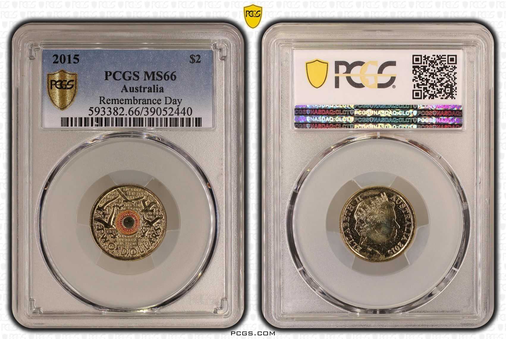 Remembrance Day Colorized - In Flanders Fields, Two Dollar, 2015, PCGS MS66