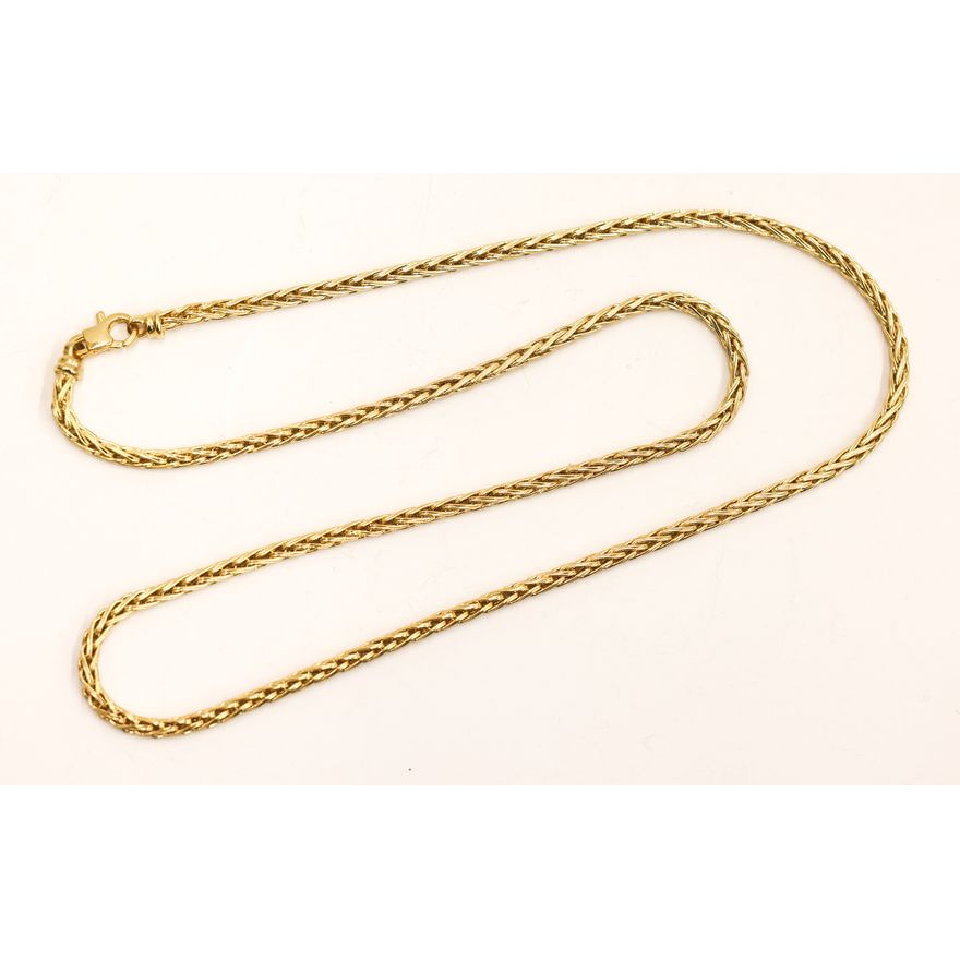 Italian 14k Wheat Chain 3.5mm Necklace 24''