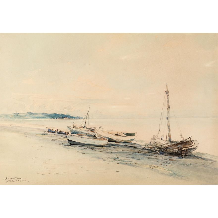 Marian Mokwa | Łodzie na plaży w Sopocie, 1942 r.