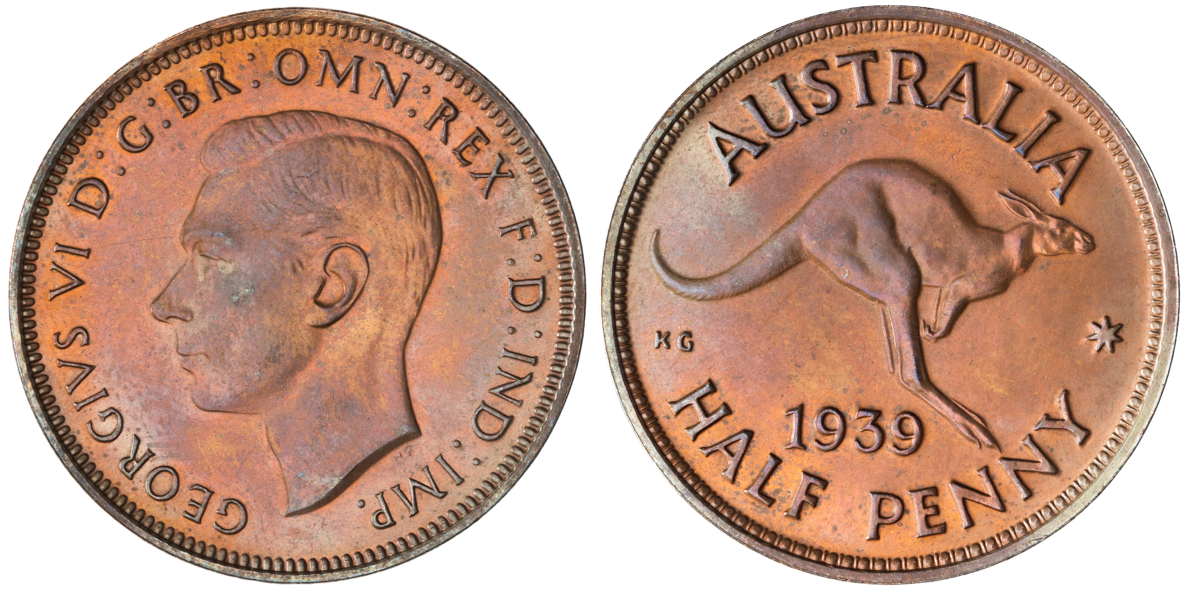 George VI, Halfpenny, 1939, FDC