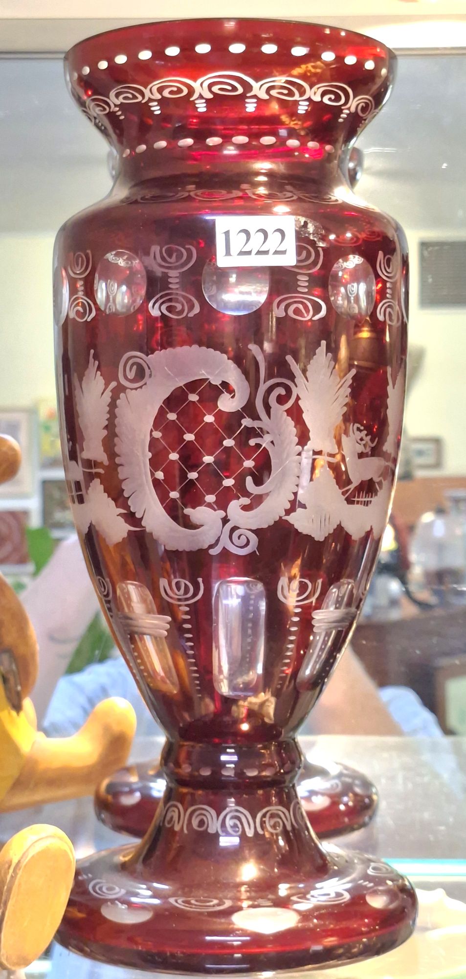 1222 · BOHEMIA RUBY GLASS VASE