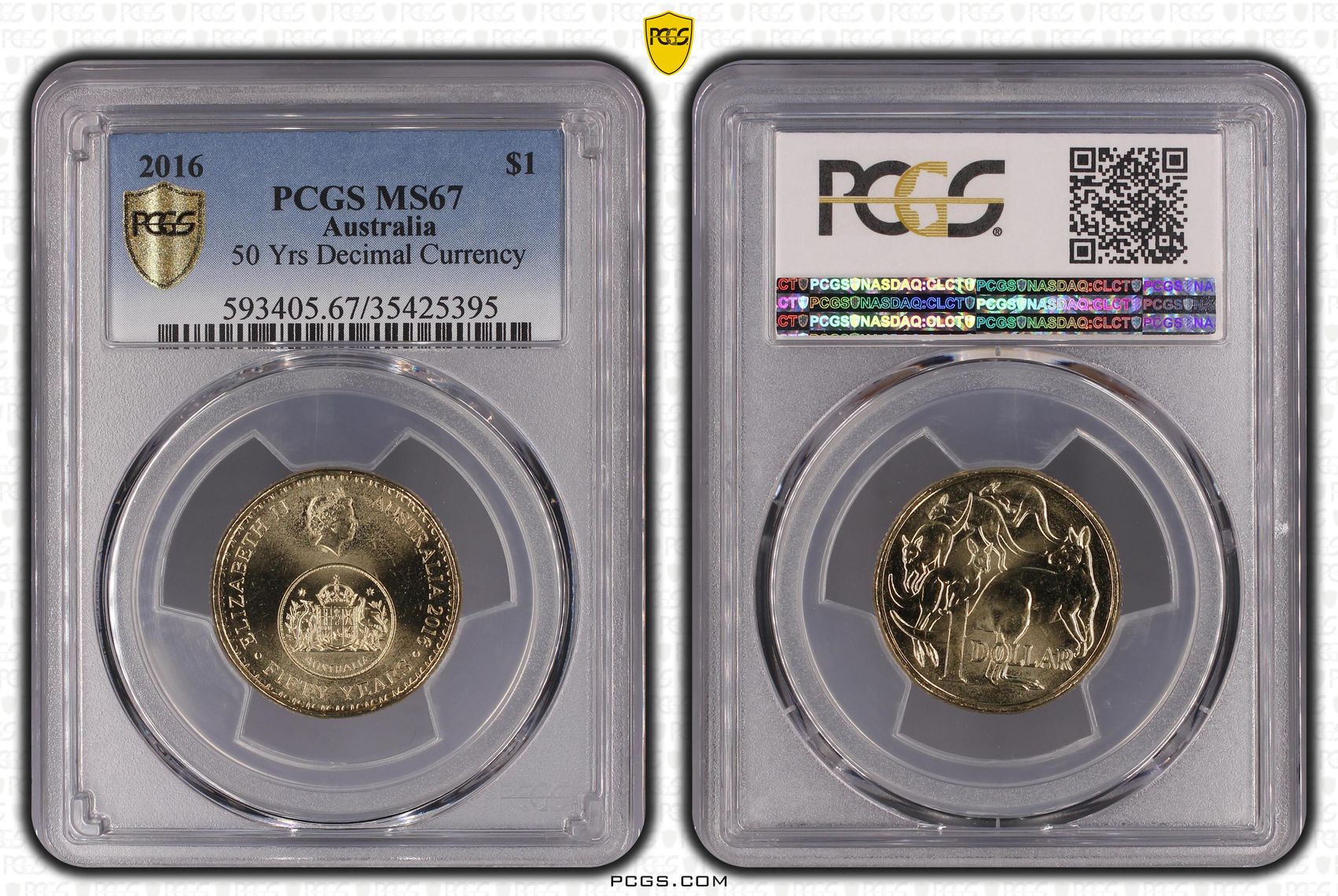 Elizabeth II, 50 Yrs Decimal Currency, One Dollar, 2016, PCGS MS67