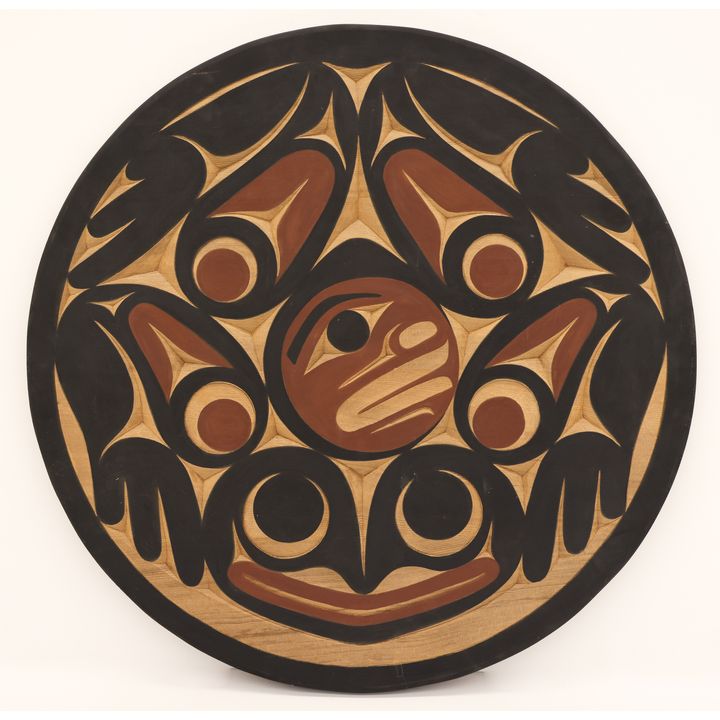 Bunni Peterson ''Frog & Man'' 2001 Cedar Plaque